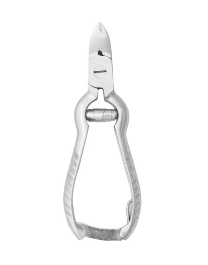 Professional lap joint nail nipper made of surgical stainless steel for heavy-duty toenail trimming and salon pedicure use.