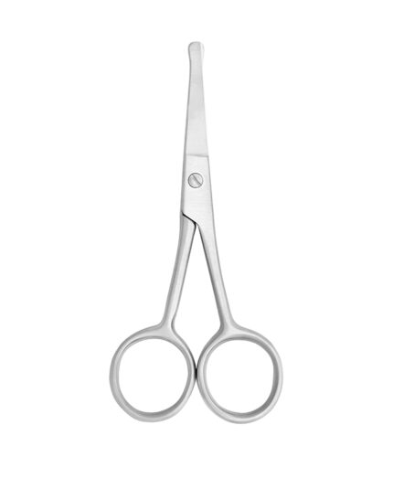Professional curved nail and cuticle scissors made of stainless steel with extra-fine tips for precision manicure grooming.