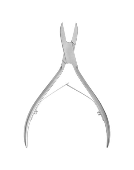 Professional ingrown toenail nippers with an ultra-fine pointed tip and straight cutting edge for precise removal of embedded nail corners.