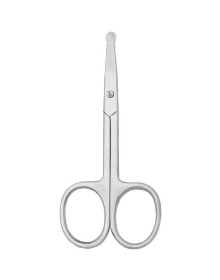 Professional curved nail and cuticle scissors made of stainless steel with extra-fine tips for precision manicure grooming.