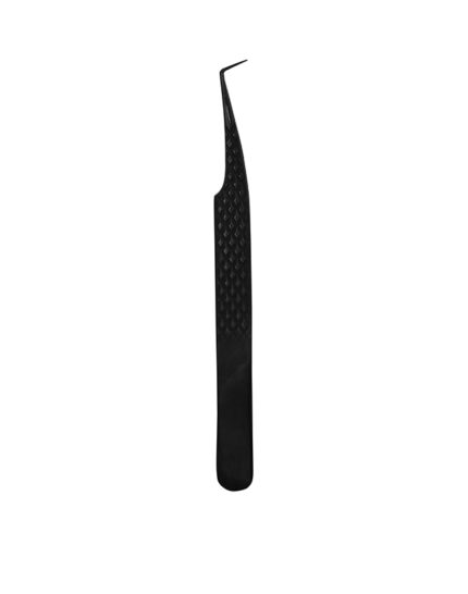 Professional volume eyelash tweezers with a 90-degree boot tip for creating perfect lash fans and precision application.