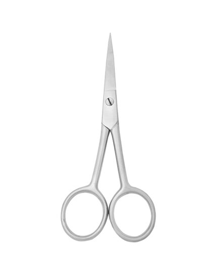 Professional curved nail and cuticle scissors made of stainless steel with extra-fine tips for precision manicure grooming.