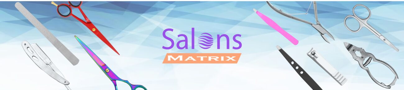 A comprehensive collection of professional grooming tools including stainless steel nail nippers, hairdressing scissors, and curved cuticle shears arranged on a clean surface.